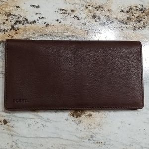 Brown Leather Fossil wallet/ Checkbook Holder